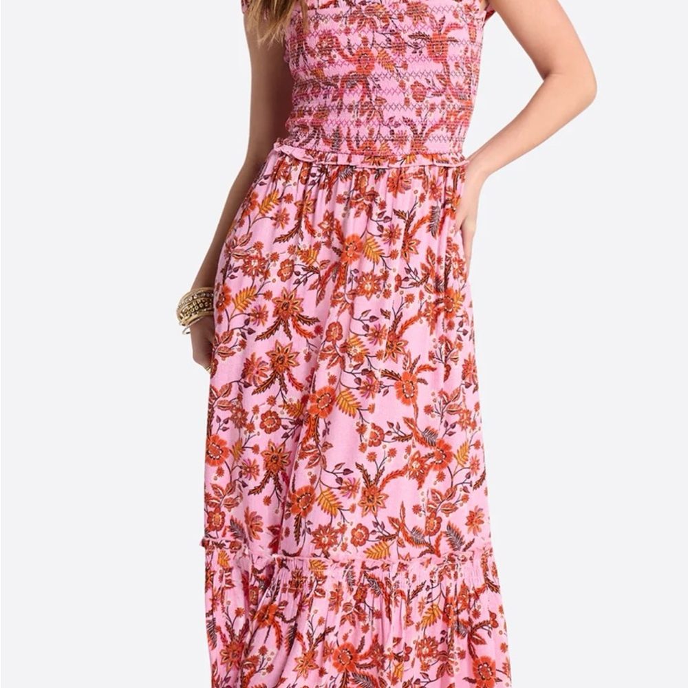 Jessica Simpson Pink and Orange Floral Maxi Dress*Multi Seasonal
